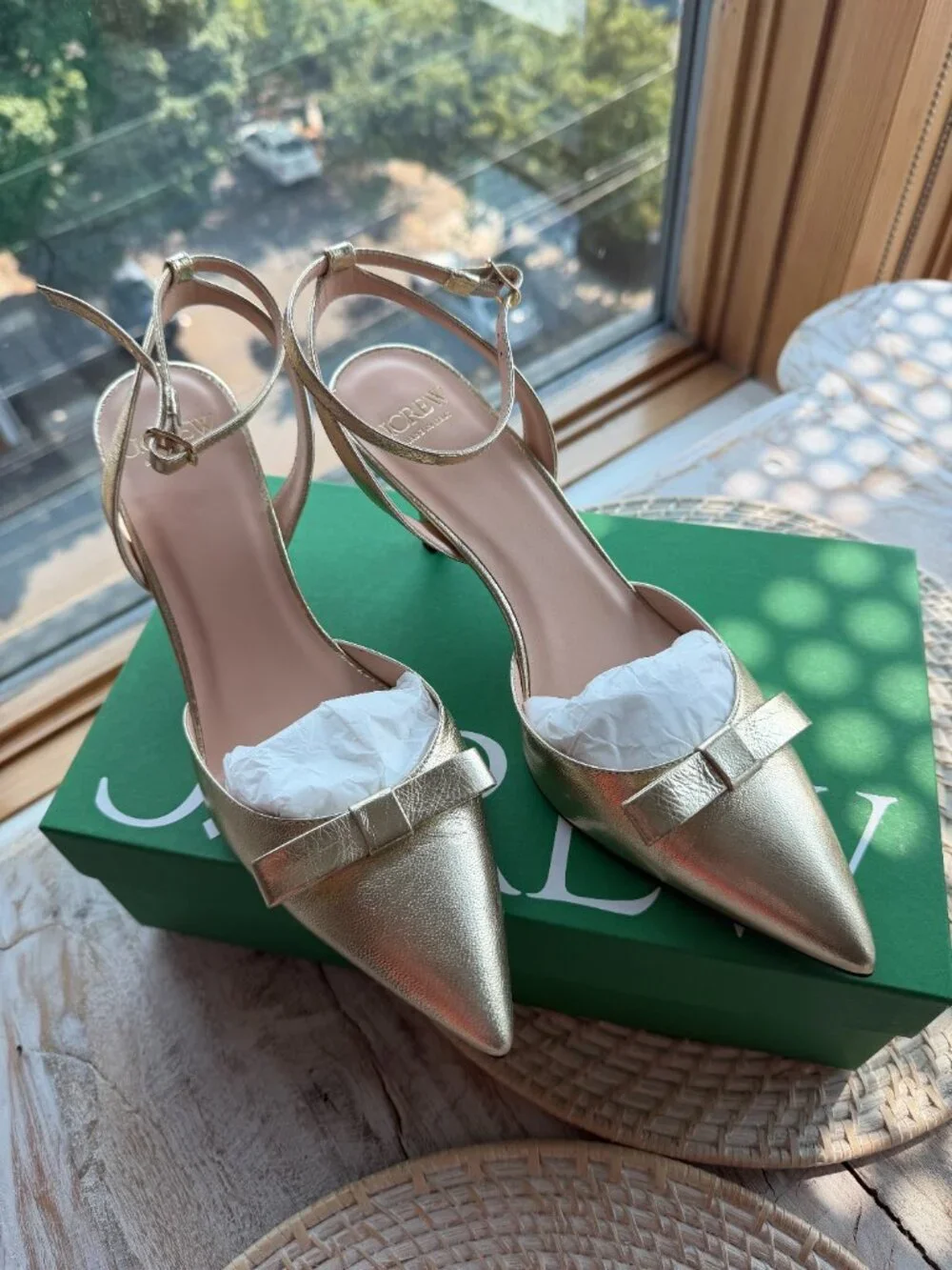 Jcrew Made-in-Italy Colette bow pumps in metallic crinkle